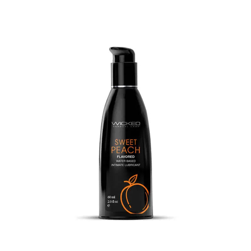 Wicked Aqua Sweet Peach - Sweet Peach Flavoured Water Based Lubricant - 60 ml (2 oz) Bottle Wicked Discreet Intimate Essentials.