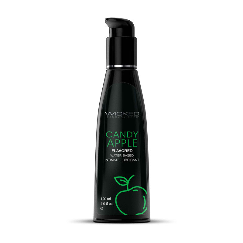 Wicked Aqua Candy Apple - Candy Apple Flavoured Water Based Lubricant - 120 ml (4 oz) Bottle.