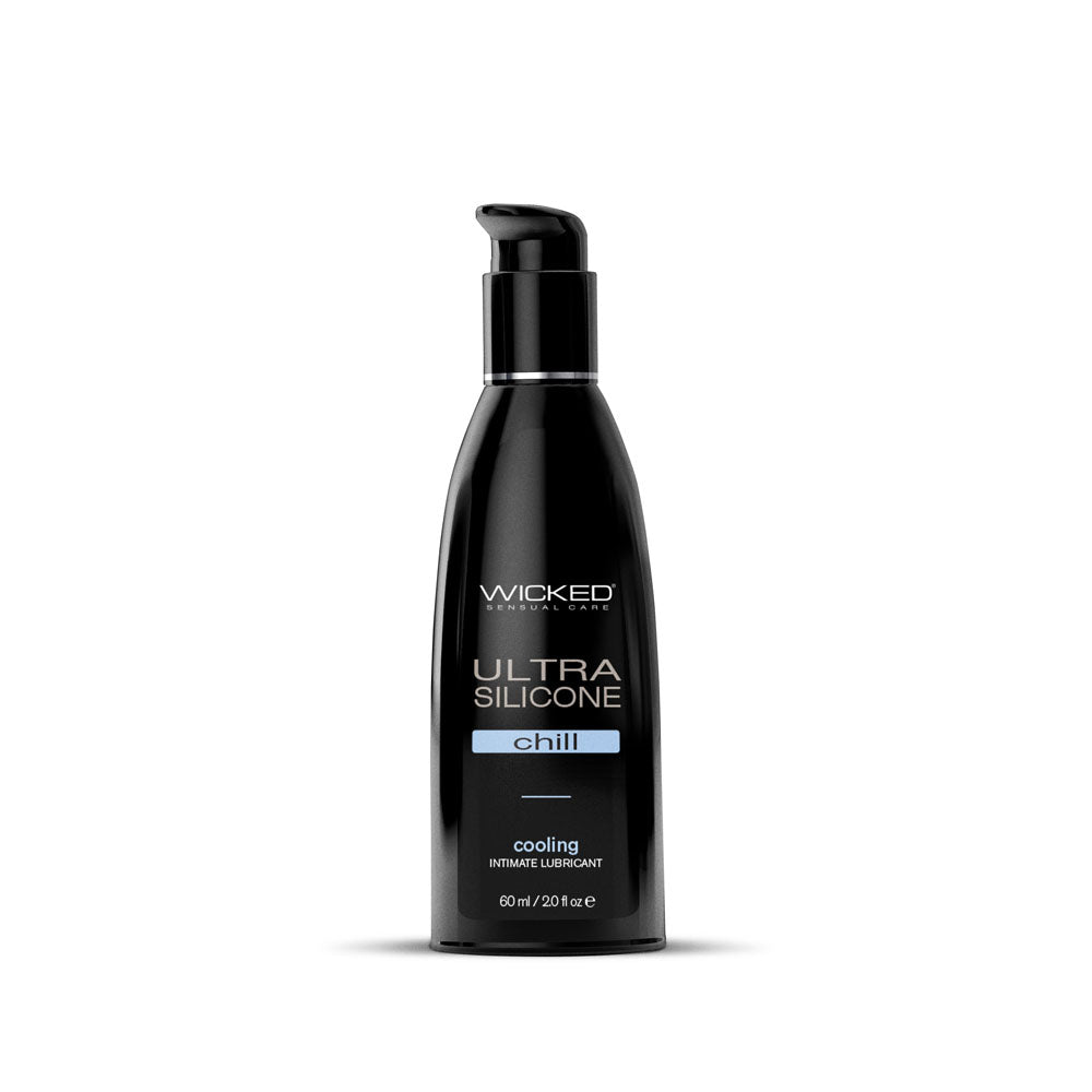 Wicked Ultra Chill - Cooling Silicone Lubricant - 60 ml (2 oz) Bottle with sleek design and pump dispenser.