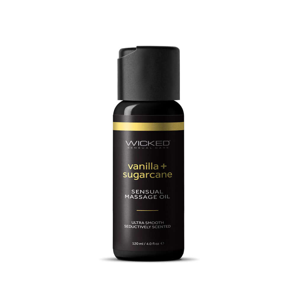 Wicked Sensual Massage Oil - vanilla sugarcane massage oil in a 120 ml tube, ultra smooth and seductively scented.