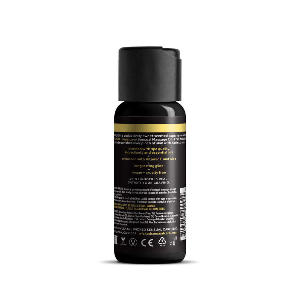 Wicked Sensual Massage Oil - Vanilla Sugarcane Massage Oil in a 120 ml tube, nourishing and long-lasting glide.