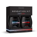 Wicked Sensation Kit - Warming & Cooling Water Based Lubricants - 2 Pack of 45 ml Bottles, featuring Aqua Chill and Aqua Heat.