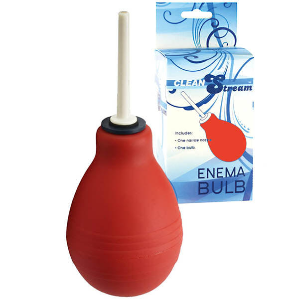 CleanStream Enema Bulb - Unisex Douche with red design and attached nozzle for easy use.