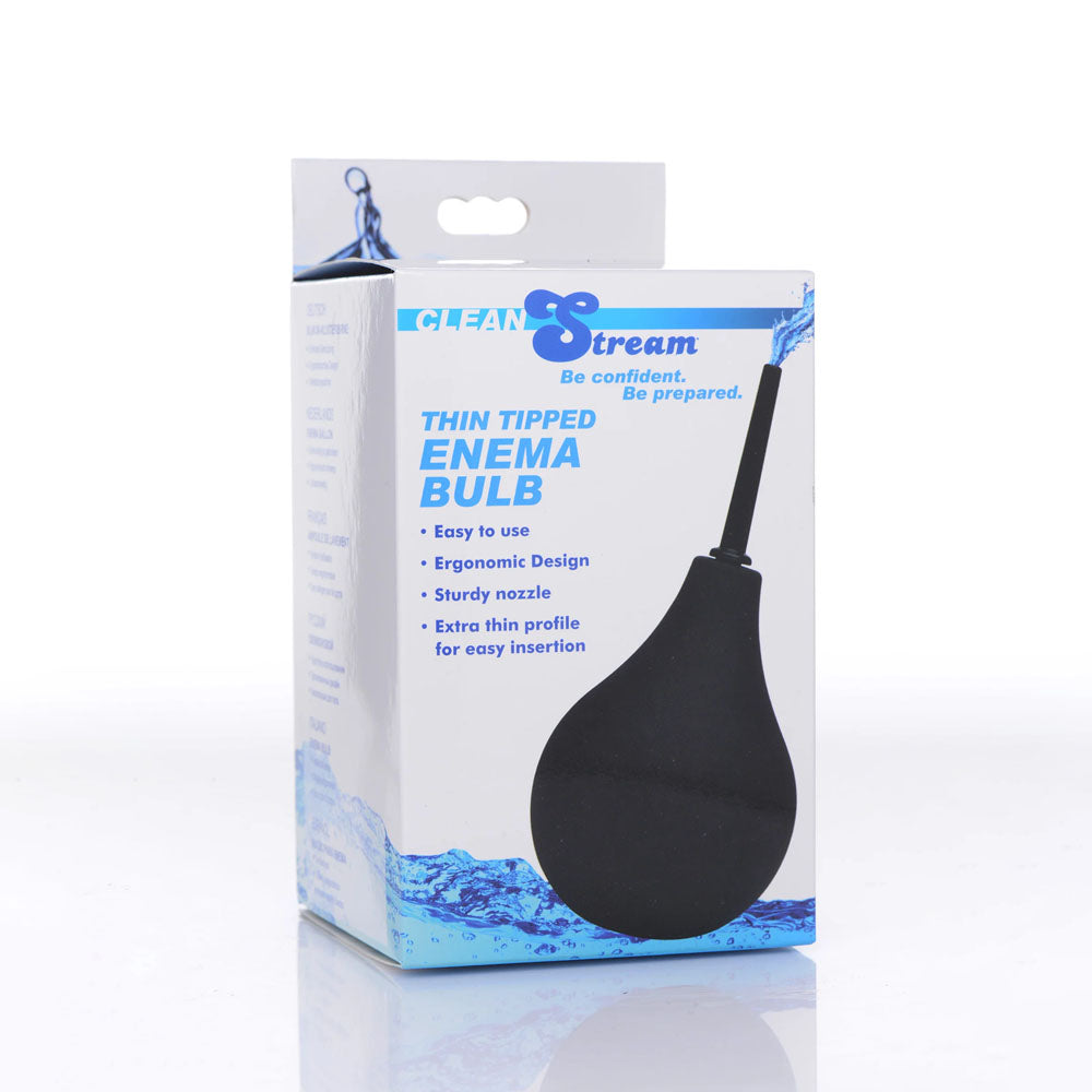 CleanStream Thin Tip Silicone Enema Bulb - Unisex Douche packaging with ergonomic design and sturdy nozzle.