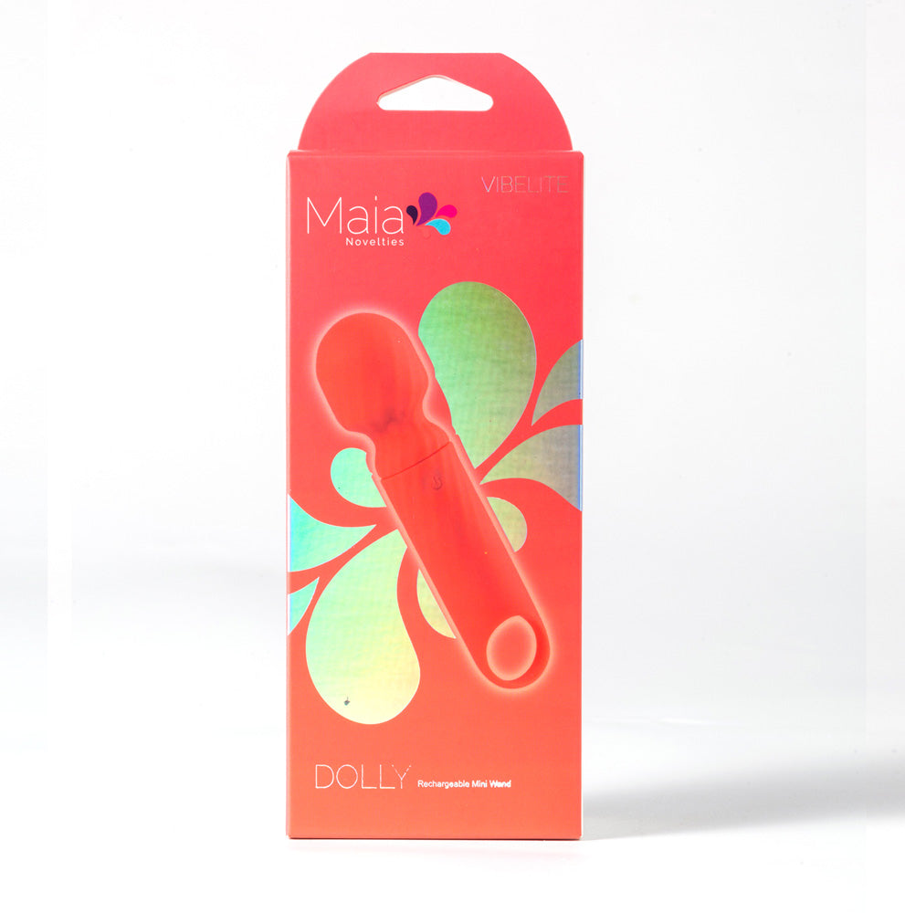Maia DOLLY - Orange - Orange 12.7 cm USB Rechargeable Massage Wand packaging with colorful design.