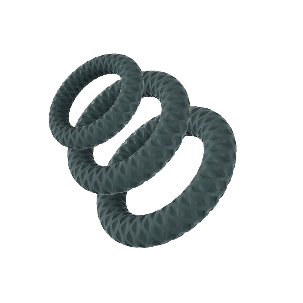 Maia ONYX - Grey Cock Ring Set - Set of 3 Sizes featuring three multi-size silky rings.
