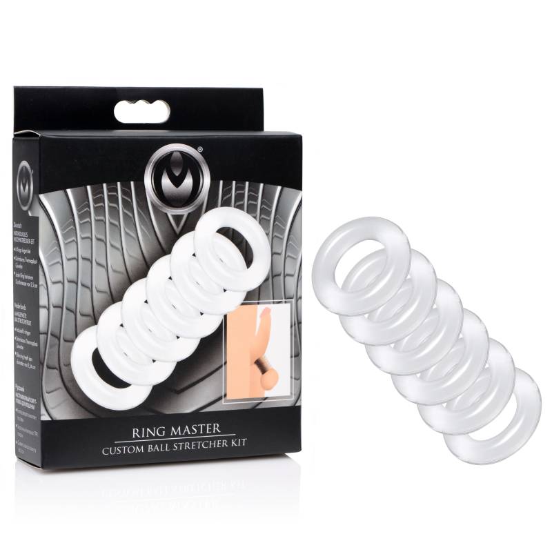 Master Series Ring Master -  Ball Stretcher Kit with six stretchy rings for customizable pleasure.