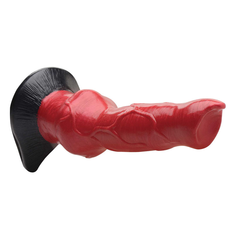 Creature Cocks Hell-Hound Canine Penis Silicone Dildo -  19 cm Canine Dildo, red with black base, detailed design.
