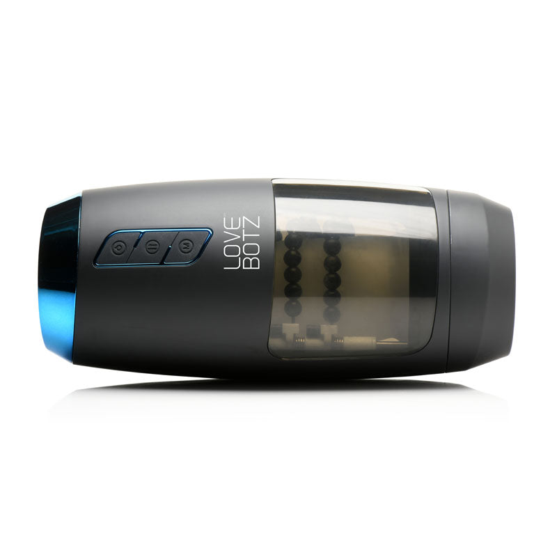 LoveBotz The Milker Slider 18X Stroking Masturbator - USB Rechargeable Stroking Masturbator displayed in a sleek design.