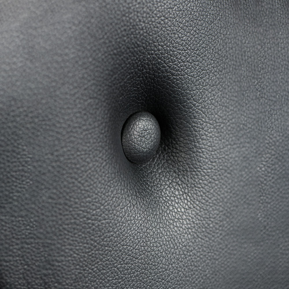 Detail of the padded black leather finish on the Master Series Master St Andrew's Cross - Bondage Furniture.