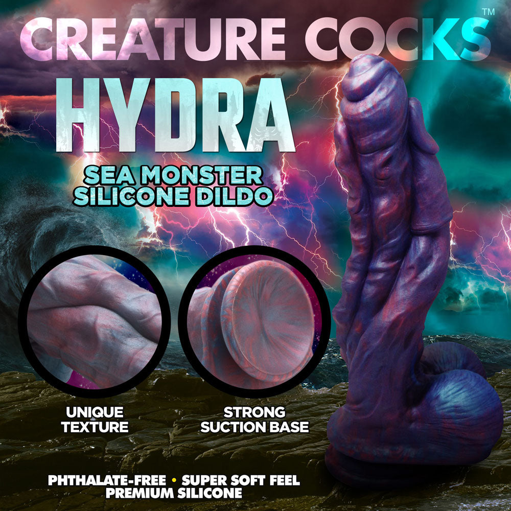 Creature Cocks Hydra Silicone Dildo - 26.9 cm Fantasy Sea Monster Dildo with unique texture and strong suction base.