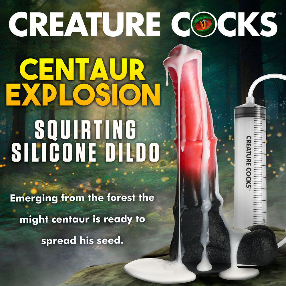Creature Cocks Centaur Explosion - Pink/Black 24.5 cm Squirting Fantasy Dildo designed for intense pleasure and fantasy fulfillment.