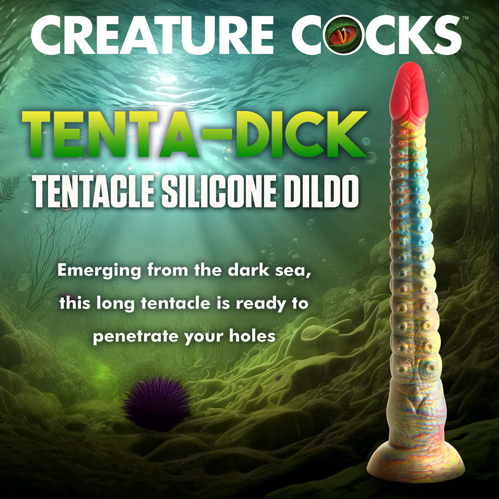 Creature Cocks Tenta-Dick - Multi- 32 cm Tentacle Fantasy Dildo ready to penetrate your holes in a dark sea setting.