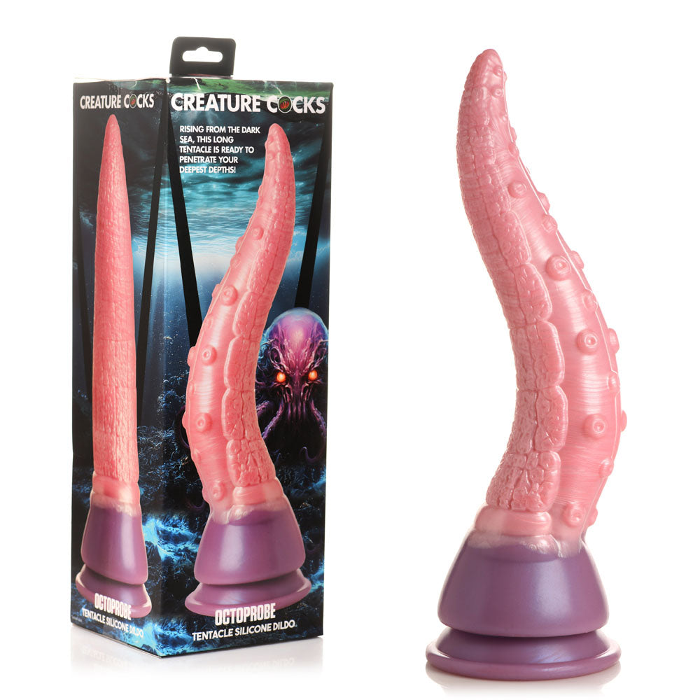 Creature Cocks Octoprobe - /Purple 31 cm Tentacle Fantasy Dildo displayed with packaging, showcasing its unique tentacle design.