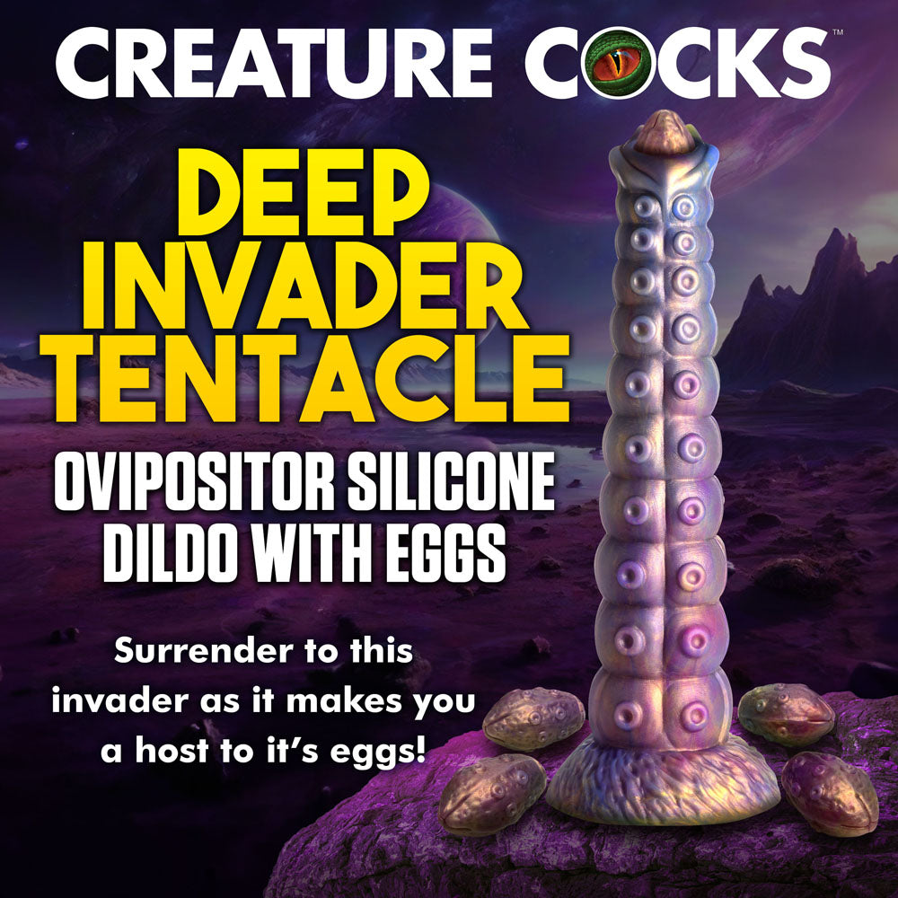 Creature Cocks Deep Invader - Multi-Coloured 22.9 cm Ovipositor Fantasy Dildo with textured shaft and suction base.