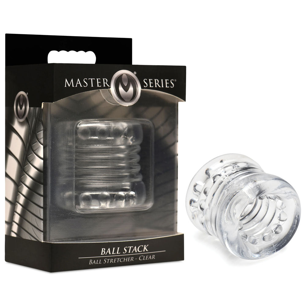 Master Series Ball Stack Ball Stretcher -  -  Ball Stretcher in clear packaging for intimate essentials.