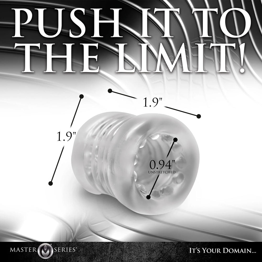 Master Series Ball Stack Ball Stretcher -  -  Ball Stretcher close-up with dimensions for optimized pleasure.