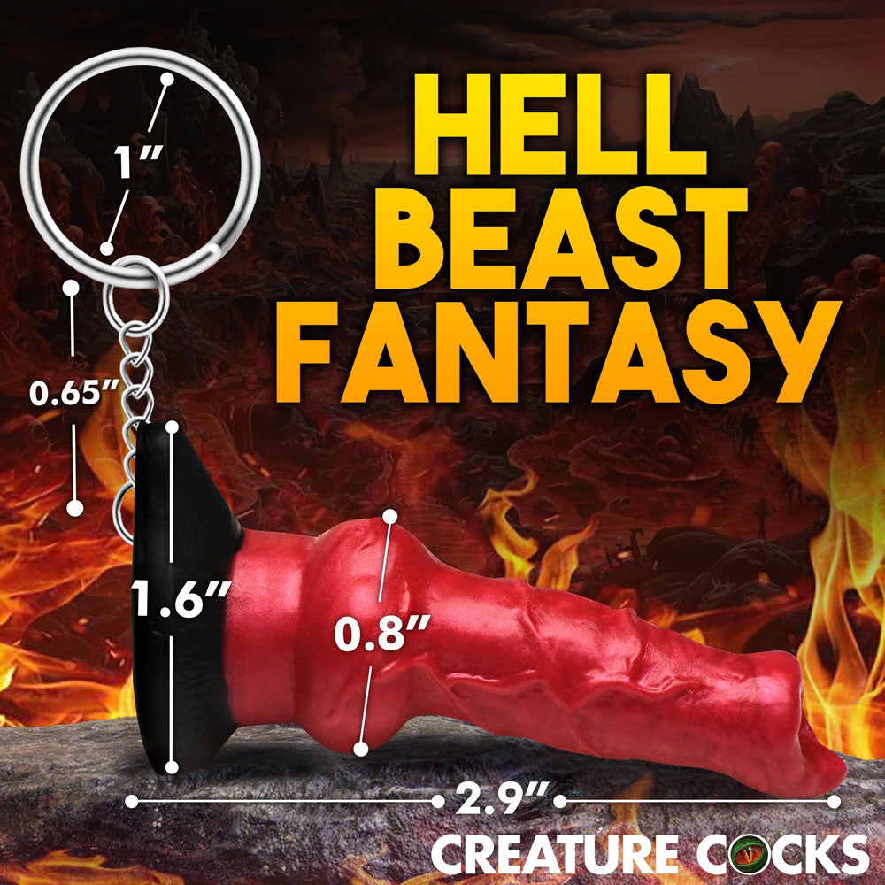 Creature Cocks Hell-Hound Keychain - Novelty Fantasy Dildo Keyring with vibrant colors and keyring attachment