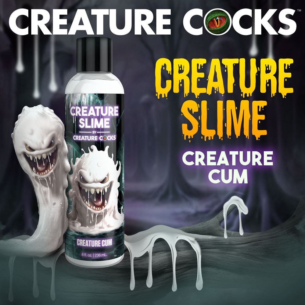 Creature Slime by Creature Cocks - Creature Cum - Cum Lubricant - 236 ml Pump Bottle with monster design and illustration.