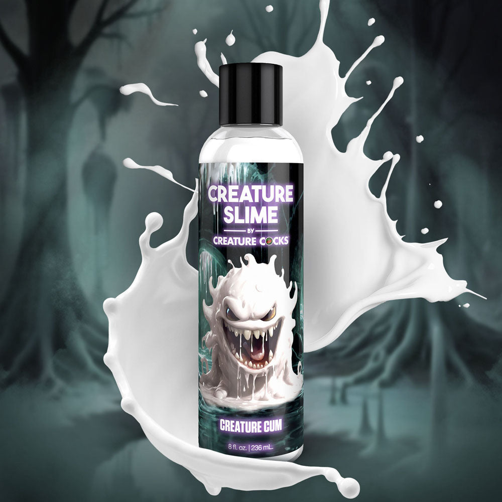 Creature Slime by Creature Cocks - Creature Cum - Cum Lubricant - 236 ml Pump Bottle surrounded by a splash effect.