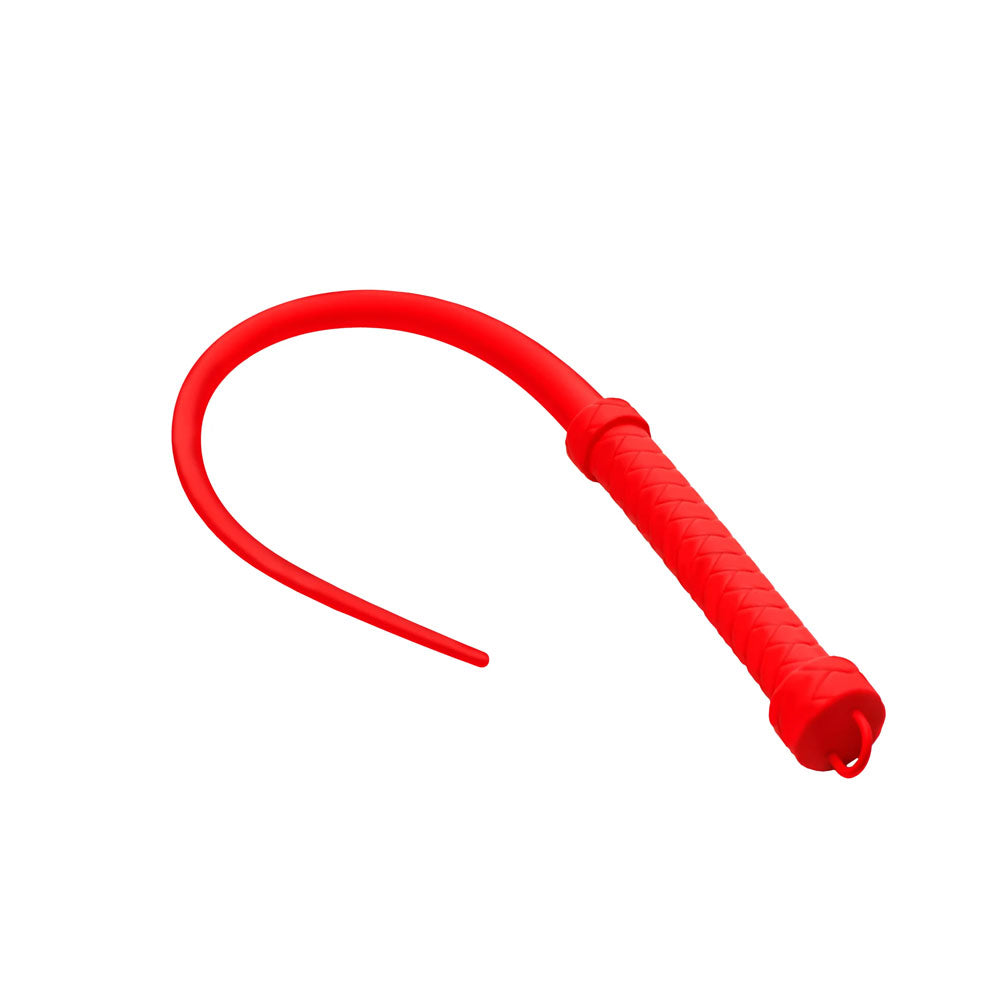 Master Series Viper Tail -  -  Silicone Whip in vibrant red, perfect for intimate scenes and adult play.