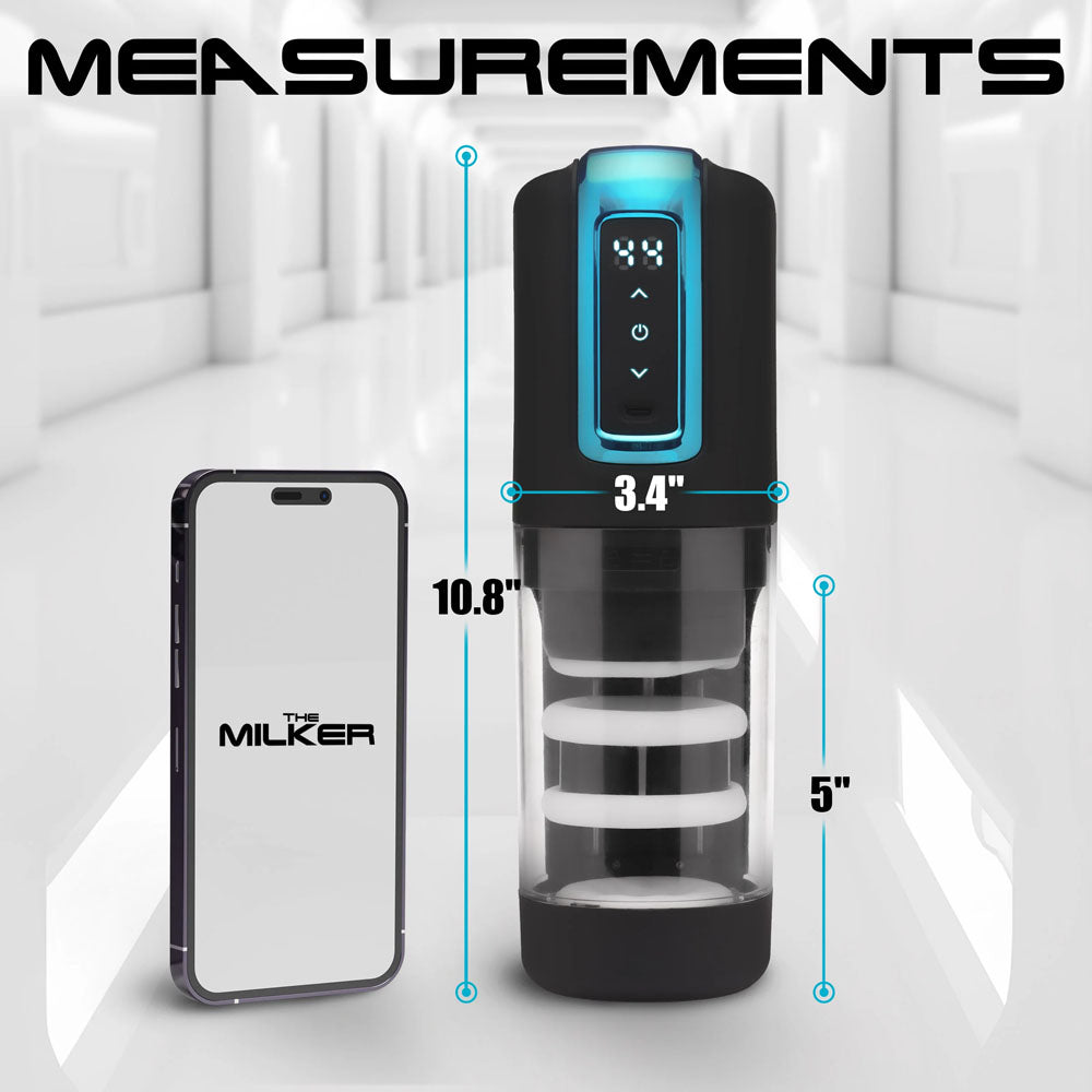 Measurements of LoveBotz The Milker Roto-Stroke - USB Rechargeable Thrusting & Rotating Male Masturbator.