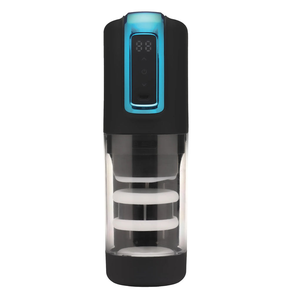 LoveBotz The Milker Roto-Stroke - USB Rechargeable Thrusting & Rotating Male Masturbator with various textures.