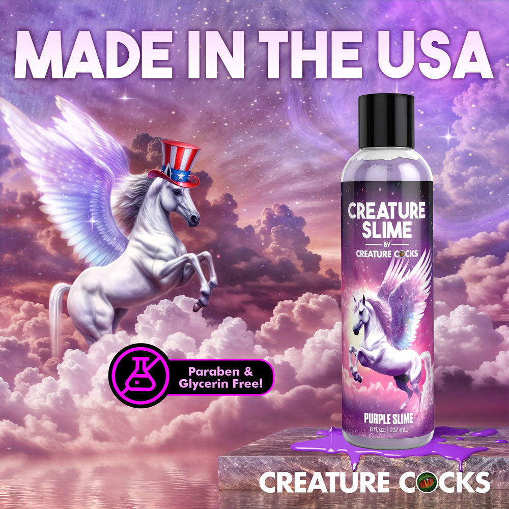 Creature Slime by Creature Cocks -  Slime -  Water Based Lubricant - 237 ml Bottle with unicorn in magical background.