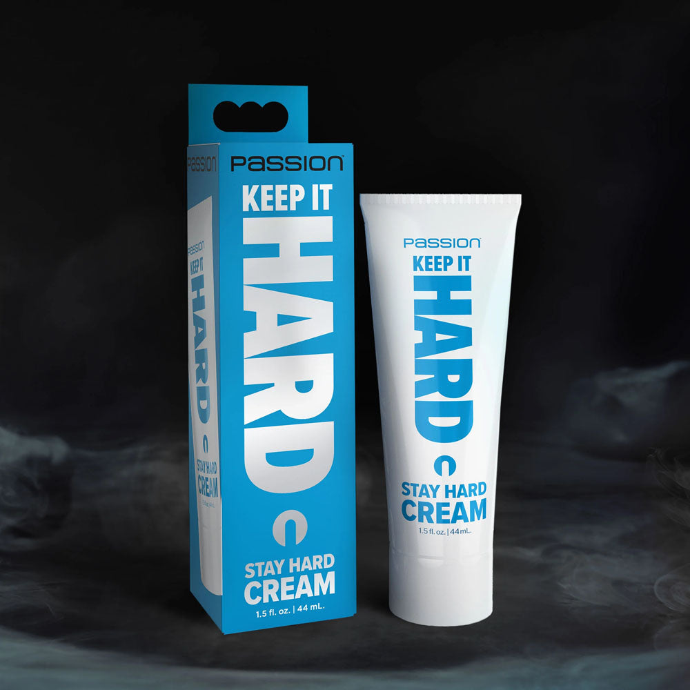 Passion Keep It Hard - Stay Hard Cream - 44 ml on display with stylish packaging for enhancing sexual performance.