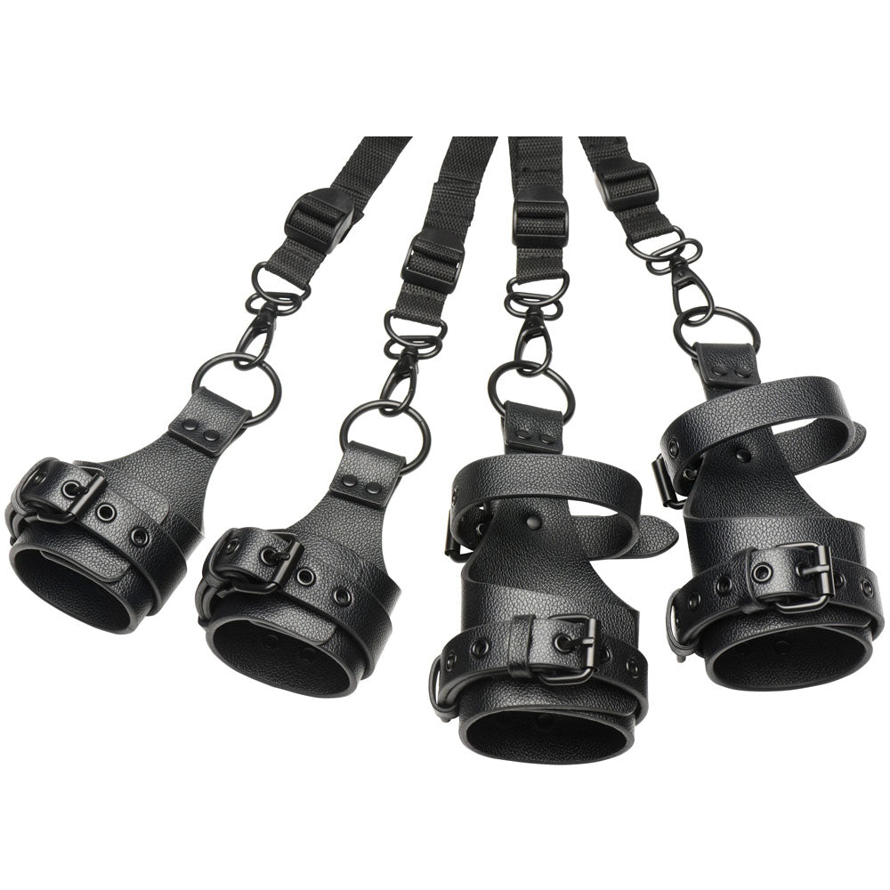 Master Series All Access - Bed Restraint Kit featuring durable vegan leather straps for bondage adventures.