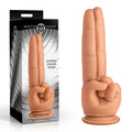 Master Series The Pleaser -  23.6 cm Double Finger Dildo with suction cup and packaging.