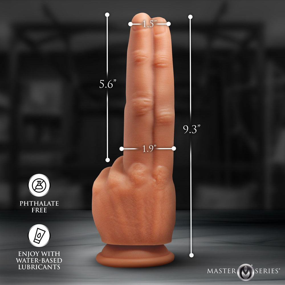 Master Series The Pleaser - 23.6 cm Double Finger Dildo with measurements for optimal use and enjoyment.