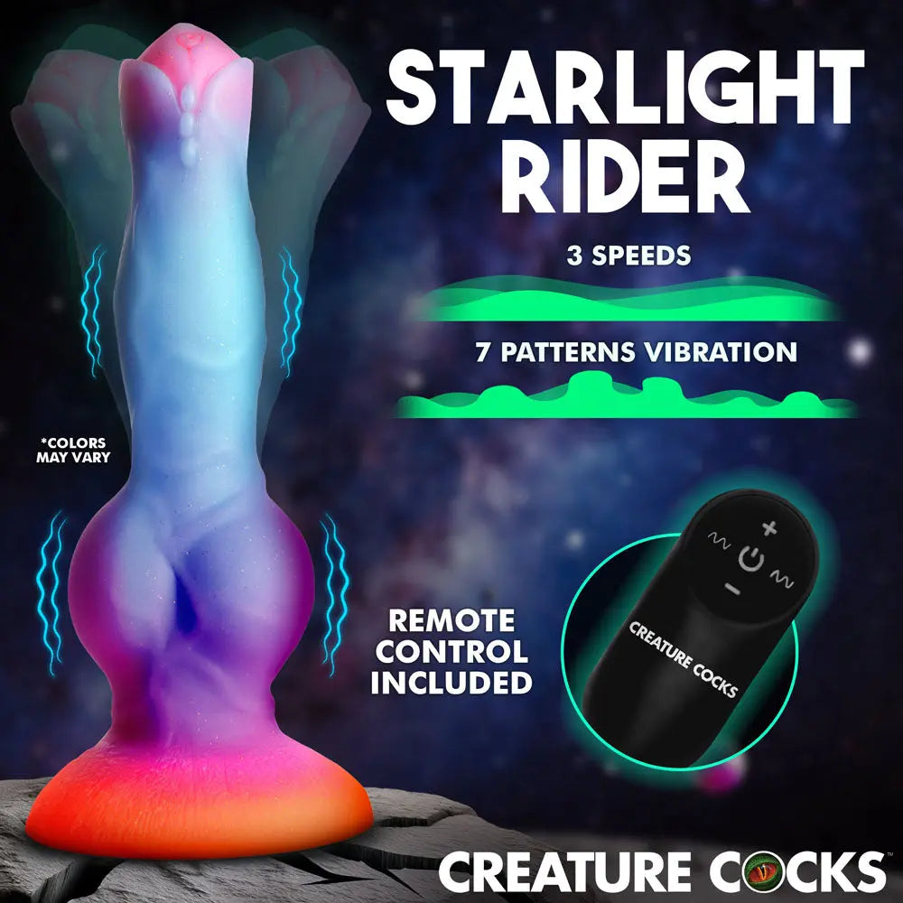 Creature Cocks Astro Cock - Glow In Dark 20.6 cm Vibrating Fantasy Dildo with Remote XR Brands Discreet Intimate Essentials.