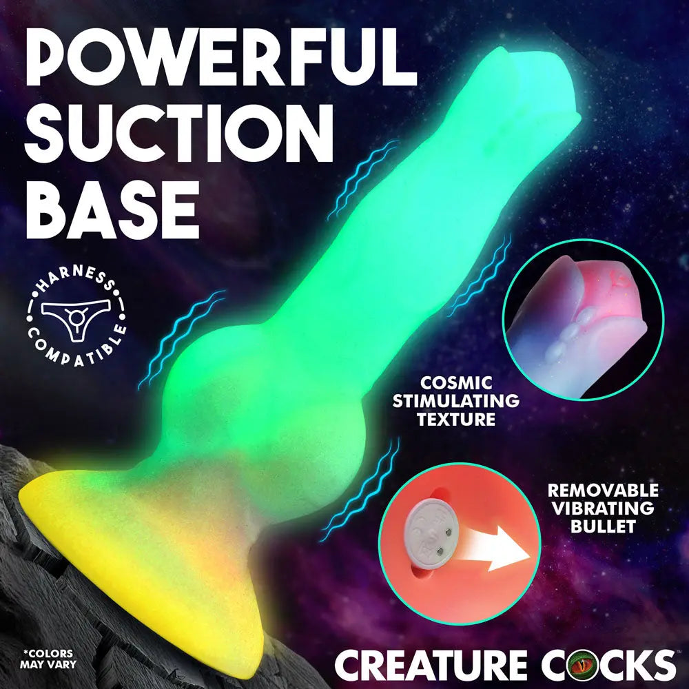 Creature Cocks Astro Cock - Glow In Dark 20.6 cm Vibrating Fantasy Dildo with Remote XR Brands Discreet Intimate Essentials.