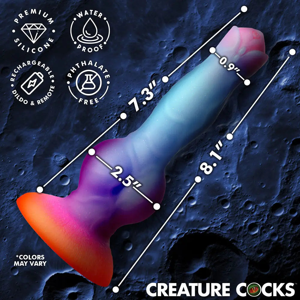 Creature Cocks Astro Cock - Glow In Dark 20.6 cm Vibrating Fantasy Dildo with Remote XR Brands Discreet Intimate Essentials.