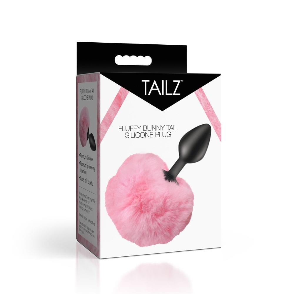 Tailz Fluffy Bunny Tail Silicone Plug -  - Black Butt Plug with  Bunny Tail