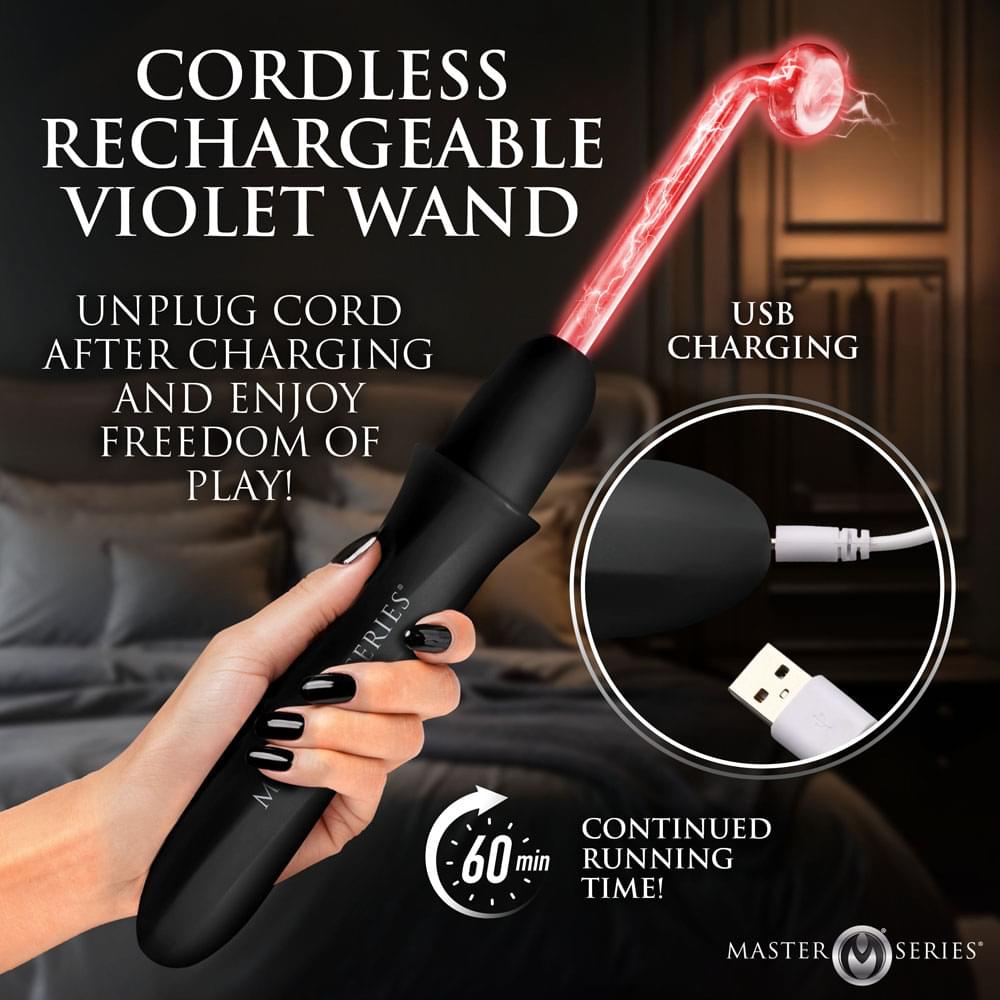 Master Series Electrawand -  Rechargeable E-Stim Violet Wand with Attachments