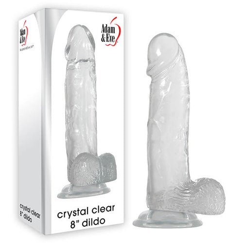 Adam & Eve Crystal 8'' Dildo - 20.3 cm (8'') Dong in crystal-clear design with suction cup base.