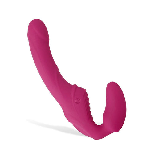 Adam & Eve Eve's Vibrating Strapless Strap-On - 22 cm (8.75'') USB Rechargeable Strapless Strap-On in vibrant pink color.