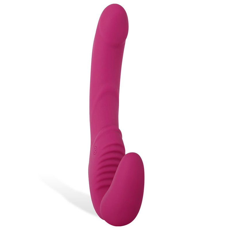 Adam & Eve Eve's Vibrating Strapless Strap-On - 22 cm (8.75'') USB Rechargeable Strapless Strap-On in pink.