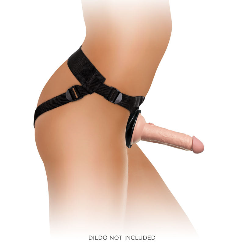 King Cock Elite Beginner's Body Dock Strap-On Harness - Black Adjustable Strap-On Harness (No probe included) on body with straps