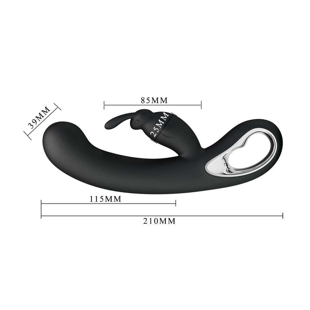 Party Up COLIN Rabbit Vibe -  -  21 cm USB Rechargeable Rabbit Vibrator dimensions and design features with measurements.