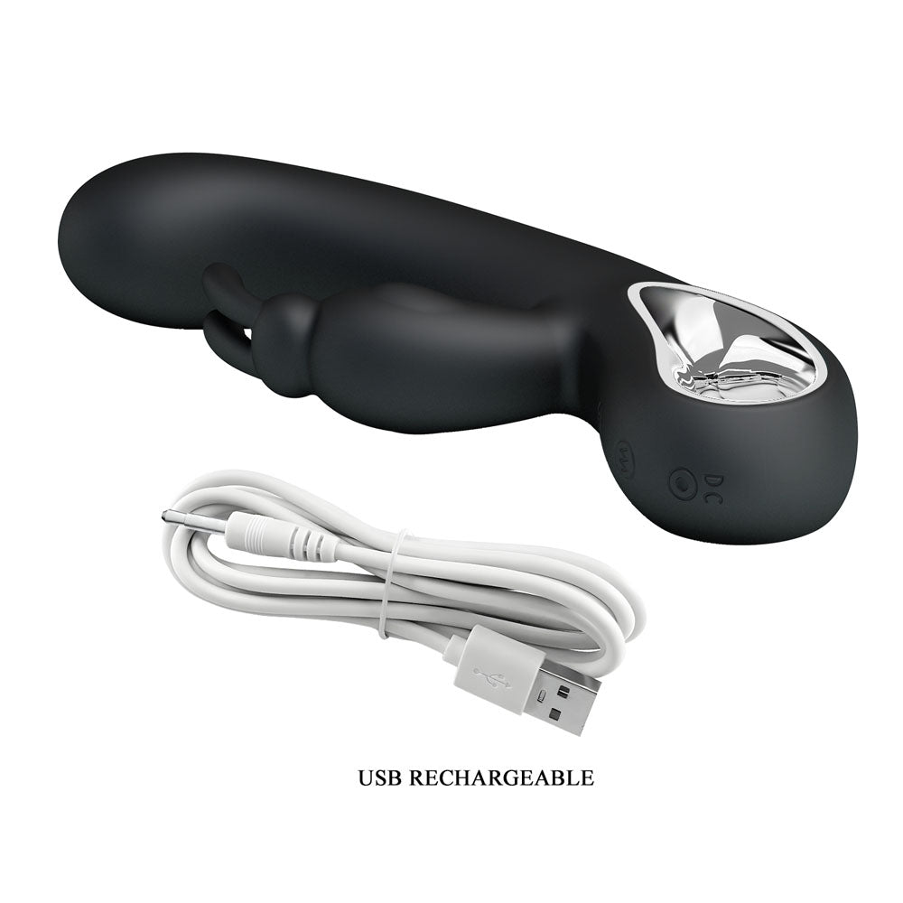 Party Up COLIN Rabbit Vibe -  -  21 cm USB Rechargeable Rabbit Vibrator with USB cable for convenience.