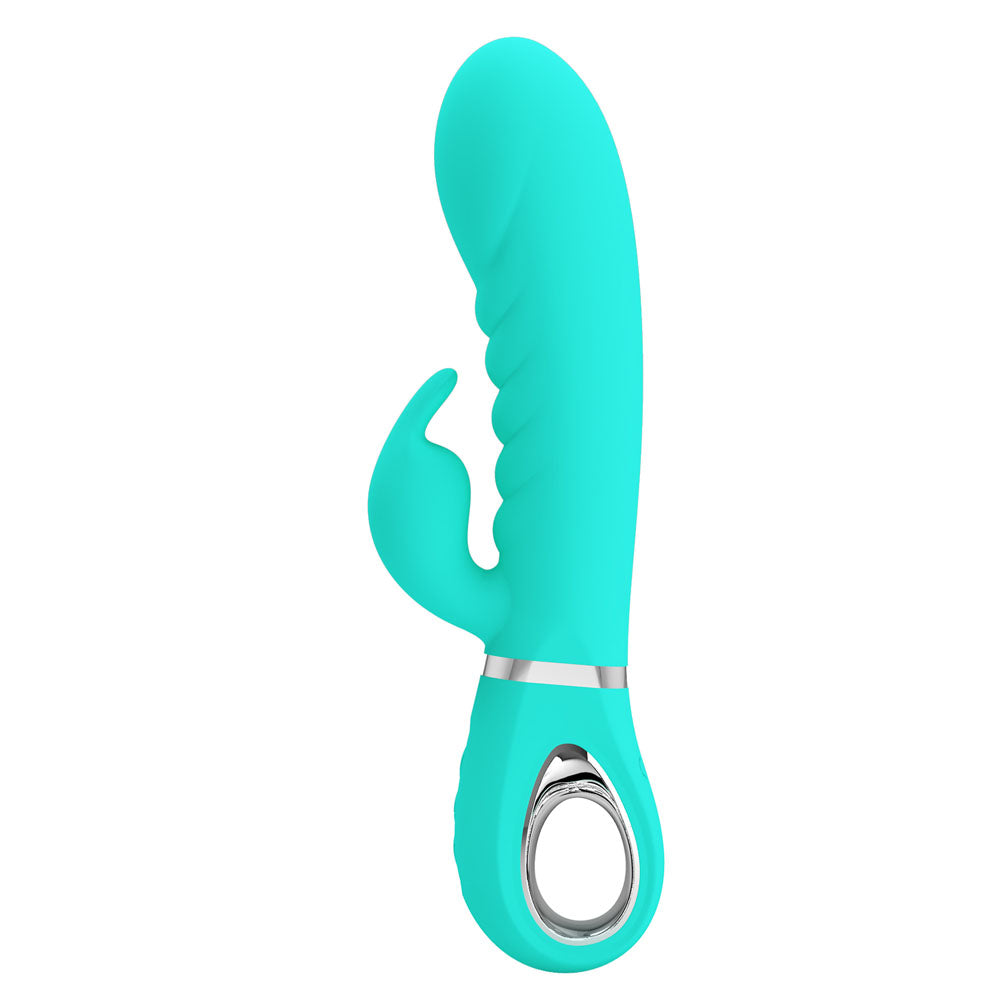 Party Up EDWARD Rabbit Vibe - Teal - Teal 20 cm USB Rechargeable Rabbit Vibrator for intimate essentials.