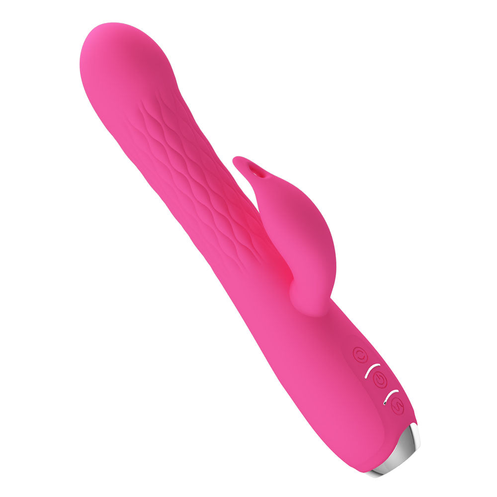 Party Up ERIC Rotating Beads Vibrator, a USB rechargeable rabbit vibrator with smooth silicone and ribbed texture.
