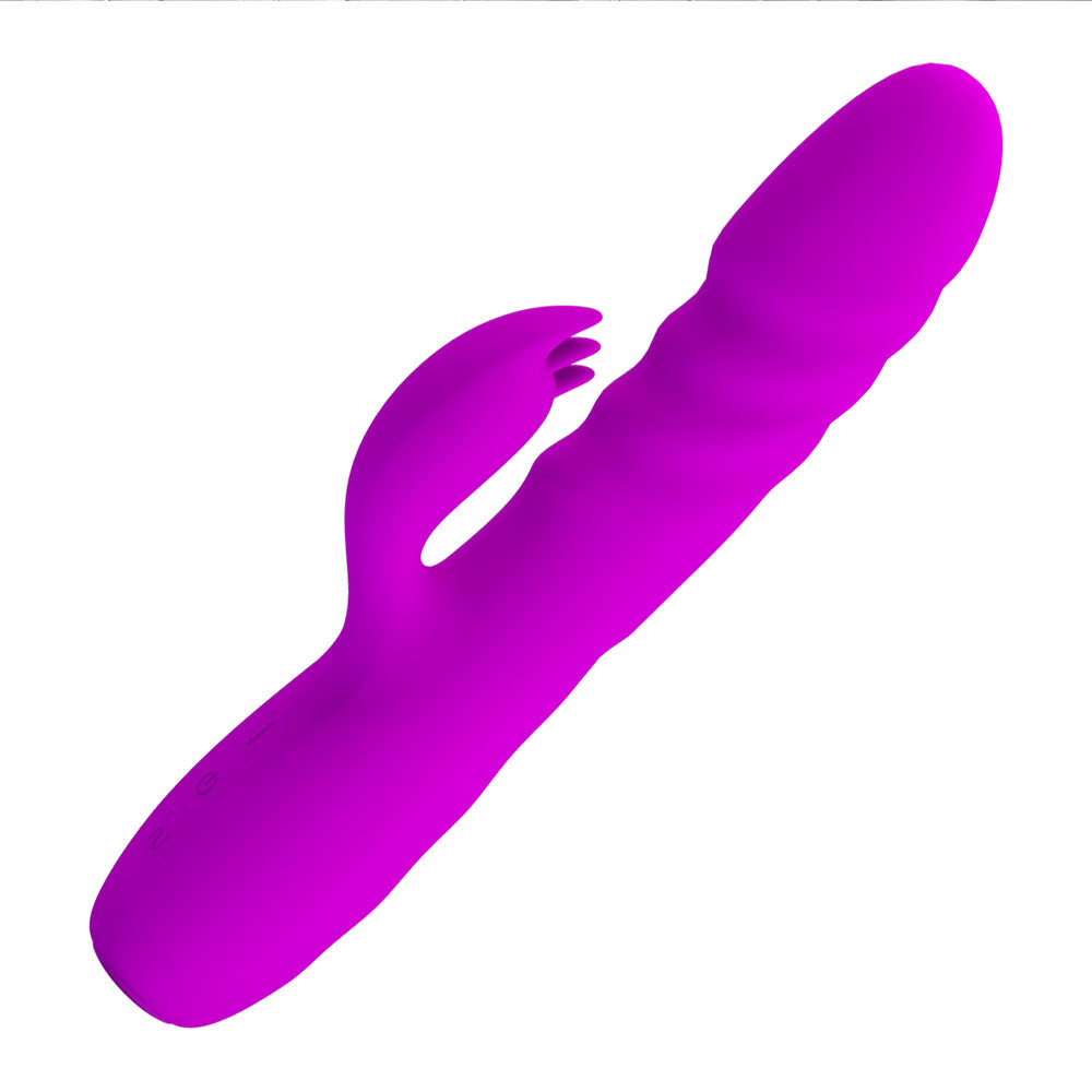 Party Up BOB Thrusting Vibe -  -  25 cm USB Rechargeable Thrusting Rabbit Vibrator in vibrant purple color.
