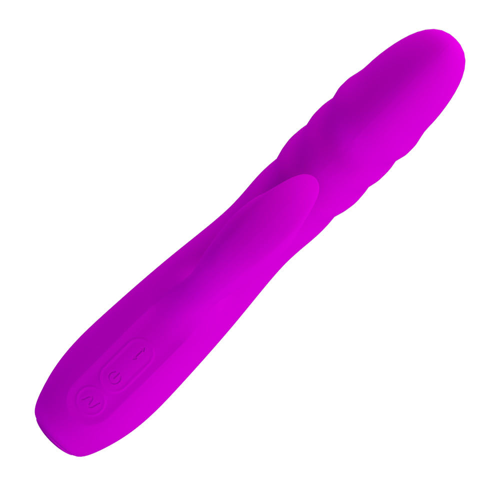 Party Up BOB Thrusting Vibe -  -  25 cm USB Rechargeable Thrusting Rabbit Vibrator in vibrant purple silicone.