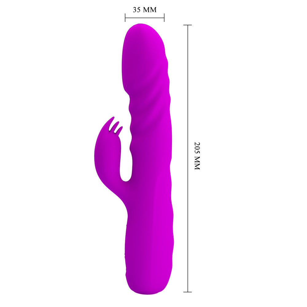 Party Up BOB Thrusting Vibe -  -  25 cm USB Rechargeable Thrusting Rabbit Vibrator in vibrant purple color.