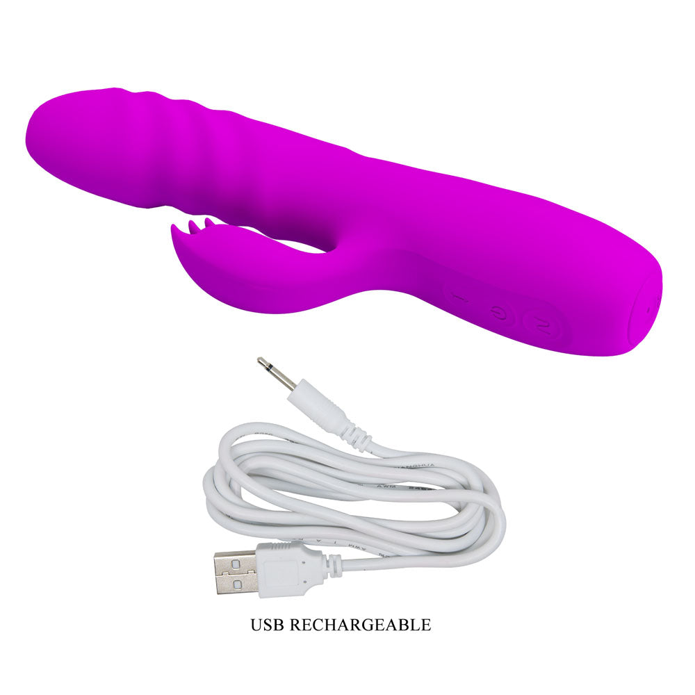Party Up BOB Thrusting Vibe -  -  25 cm USB Rechargeable Thrusting Rabbit Vibrator with USB cable.