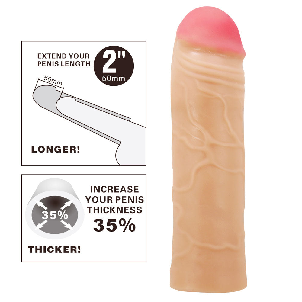Party Up PARKER 2 Inch Extender Sleeve -  2 Inch Penis Extender Sleeve for enhanced size and pleasure.